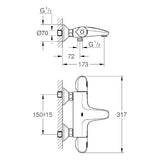 Grohe Grohtherm 1000 New Wannenthermostat Chrom, Glänzend