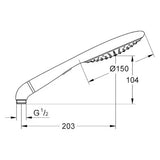 Grohe Handbrause Rainshower Solo 150 Anzahl Funktionen: 2 Stk., Durchmesser: 15 cm, Chrom