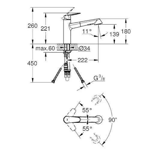 Grohe Eurodisc Cosmopolitan Spültischarmatur Chrom, Glänzend