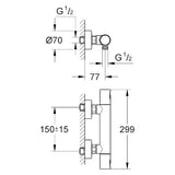 Grohe Brausethermostat Precision Joy Chrom, Glänzend