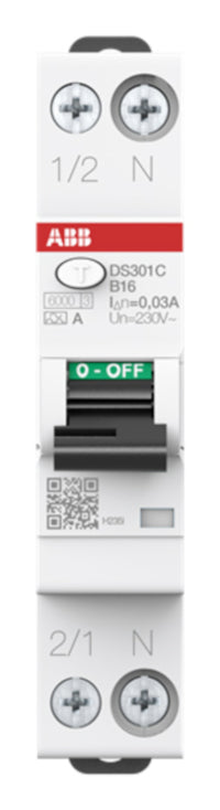 ABB DS301CB16A30 DS301CA-B16/0,03 FI/LS-Schalter 6kA 1P+N 2CSR255163R1165