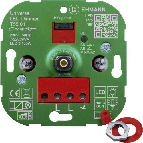 Ehmann Drehdimmer Comfort für Leuchtmittel: LED-Lampe, Halogenlampe, Glühlampe