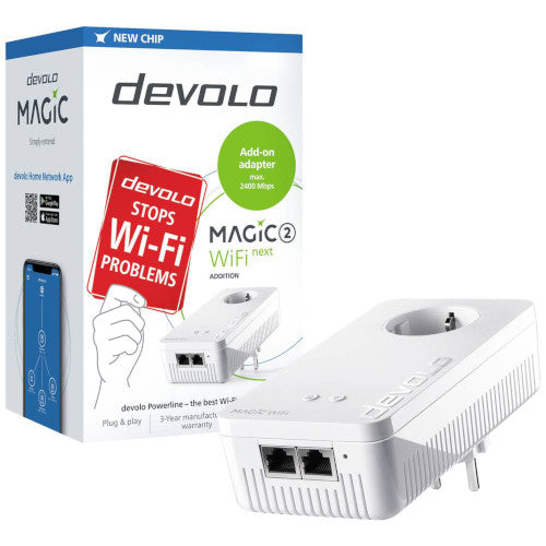 Devolo Magic 2 WiFi next Powerline WLAN Erweiterungsadapter 2400 MBit/s