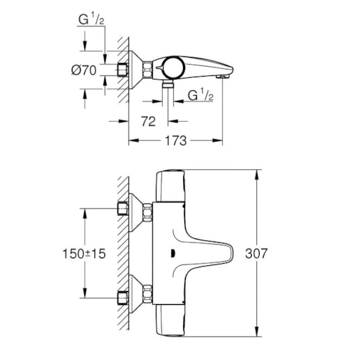 Grohe Wannen-Thermostat Precision Trend New verchromt