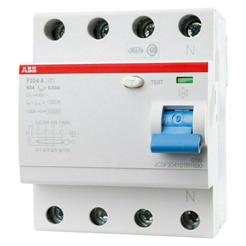 ABB System pro M compact FI-Schutzschalter F 204 63 A, 4-polig, 0,03 A