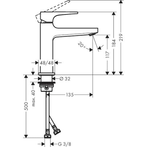 Hansgrohe Metropol Einhebel Waschtischmischer 110 Chrom Schwarz