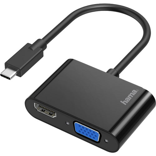 Hama 00200313 USB-C / HDMI / VGA Adapter [1x USB-C Stecker - 1x VGA-Buchse, HDMI-Buchse] Schwarz